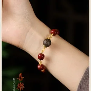 Ancient Craftsmanship & ICH Herbal Beads Bracelet with Yellow Citrine & Silver Filigree Cloud-Patterned Luck-Boosting Beads