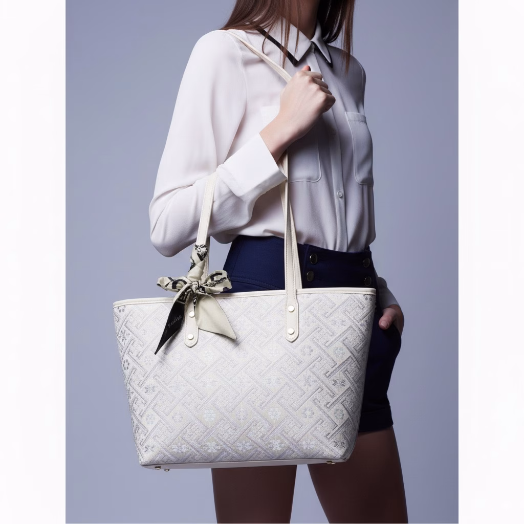 Handwoven Zhuang Brocade Tote Bag – Large-Capacity Boho Shoulder Bag