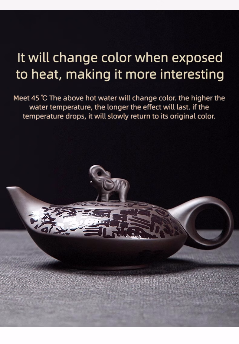 Color-changing purple clay teapot