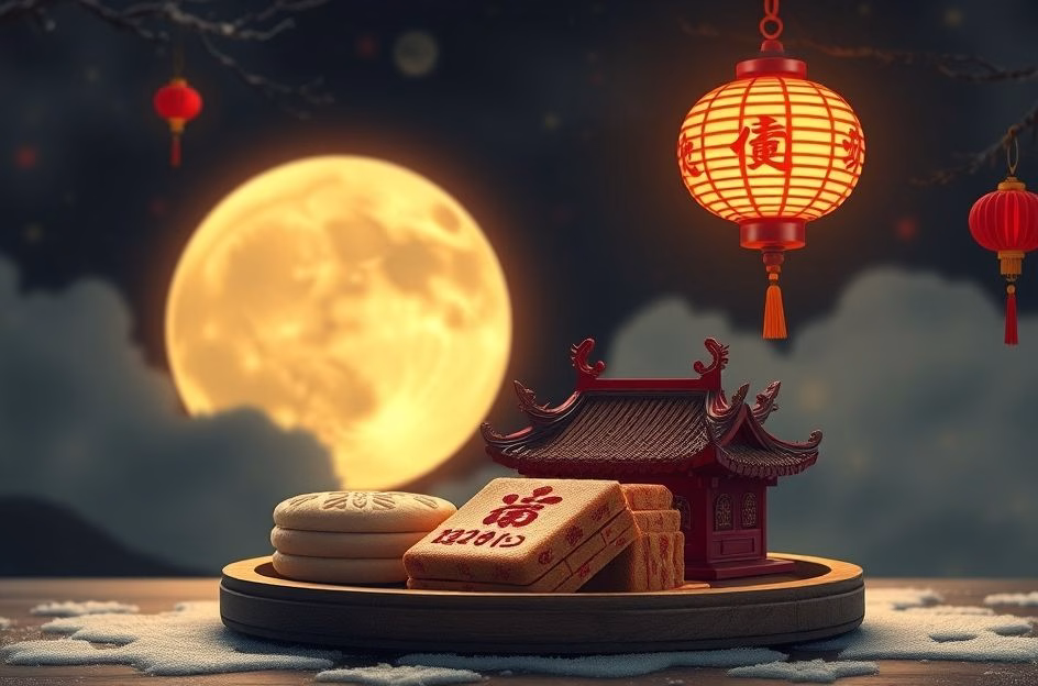 Assortment of traditional and modern moon cakes