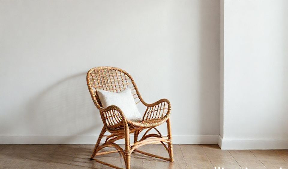 Modern rattan chair with fluid curves