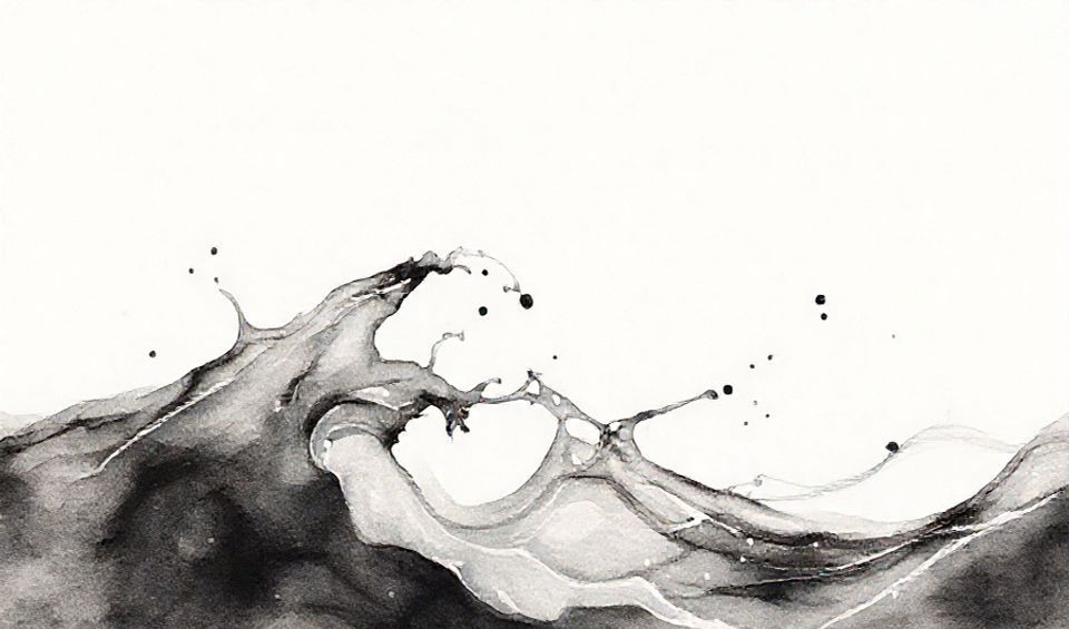 Ink Wash Animation showing fluid brush strokes creating a mountain landscape