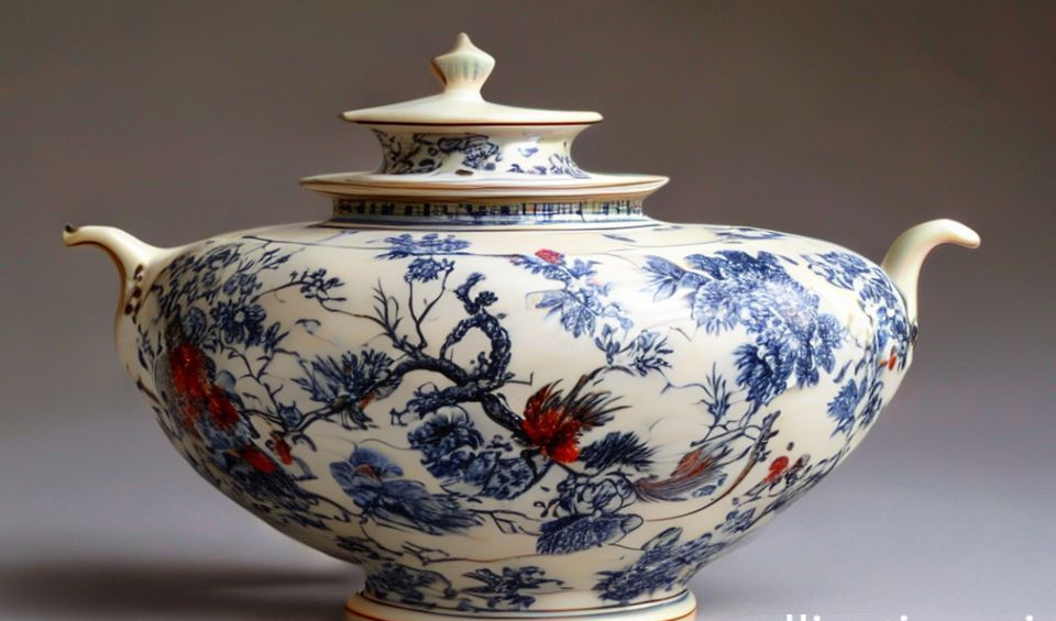 A detailed blue and white Ming dynasty porcelain replica vase
