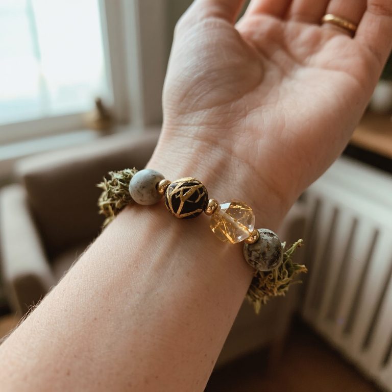 Ancient Craft Herbal Scented Bead Bracelet with Gold Rutile Quartz, Paired with Sterling Silver (925) Hook Earrings​ photo review