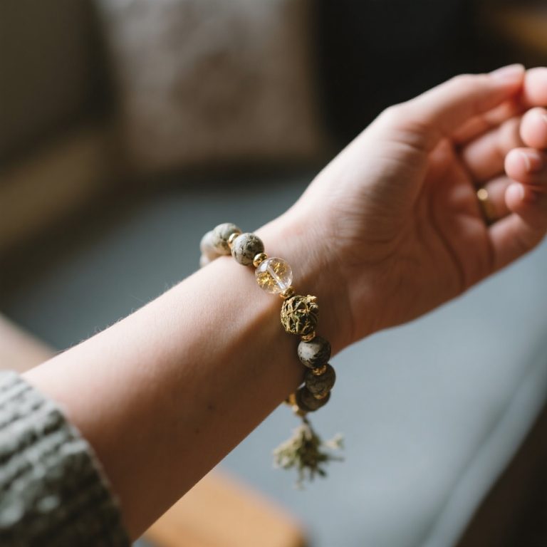 Ancient Craft Herbal Scented Bead Bracelet with Gold Rutile Quartz, Paired with Sterling Silver (925) Hook Earrings​ photo review
