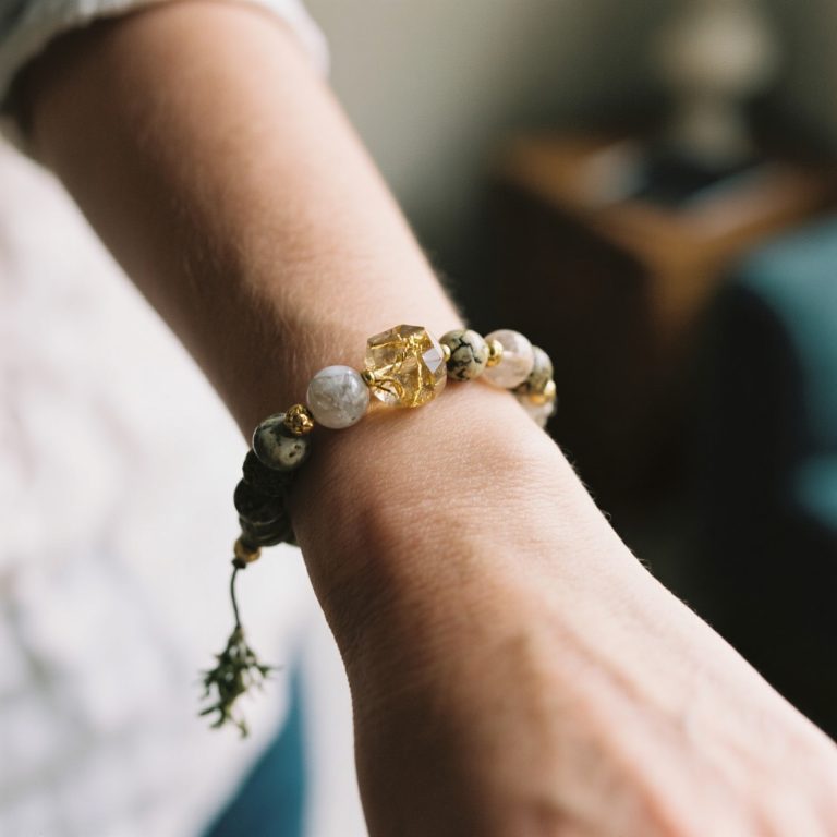 Ancient Craft Herbal Scented Bead Bracelet with Gold Rutile Quartz, Paired with Sterling Silver (925) Hook Earrings​ photo review