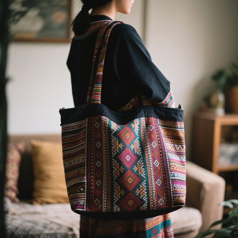 Guangxi Zhuang Brocade Handmade Tote – Ethnic Boho Large-Capacity Shoulder Bag photo review