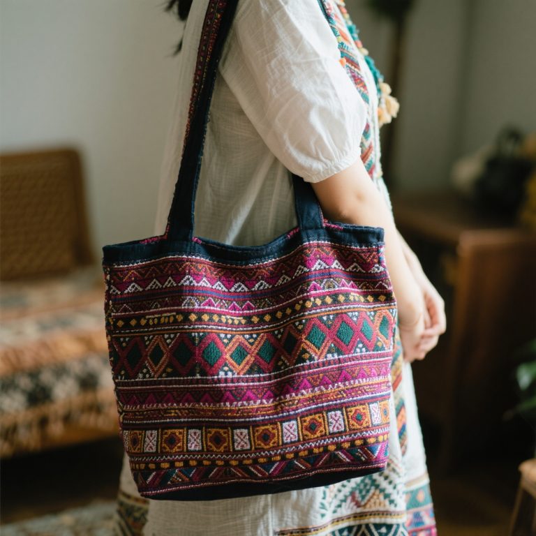 Guangxi Zhuang Brocade Handmade Tote – Ethnic Boho Large-Capacity Shoulder Bag photo review