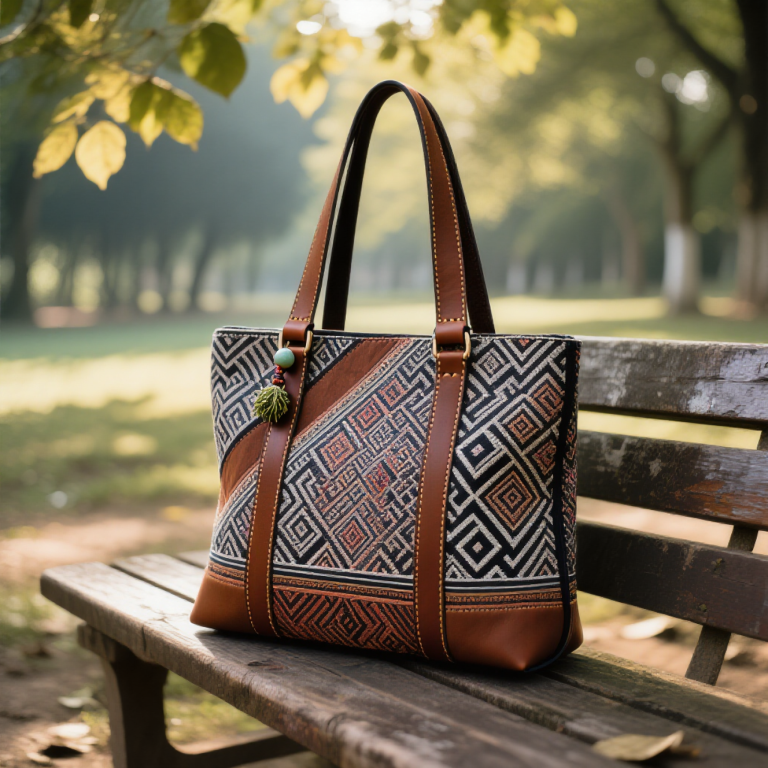 Handwoven Zhuang Brocade Tote Bag – Large-Capacity Boho Shoulder Bag photo review