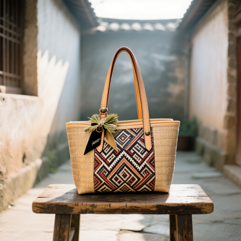 Handwoven Zhuang Brocade Tote Bag – Large-Capacity Boho Shoulder Bag photo review
