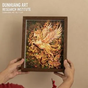 Dunhuang Heavenly Horse papercut artwork on display