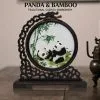 Pantalla de bordado de panda de doble cara - Bordado cantonés con escena de bambú - Regalo decorativo - Detalle de regalo chino hecho a mano