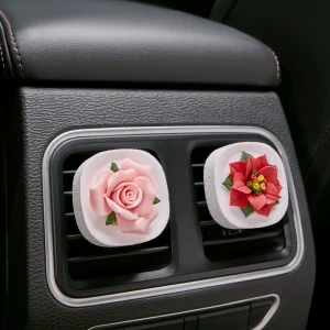 Handmade Ceramic Rose Car Air Vent Clip Diffuser - Premium Essential Oil Aromatherapy