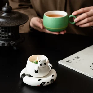 Firefly Panda Aroma Coffee Cup Set with Saucer - Creative Home Office Gift - Handmade Chinese Gift Detail