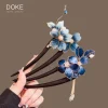 Intangible Cultural Heritage Handmade Silk Velvet Flower Hairpin - Premium Sandalwood Double Hairpin Set for Elegant Updos