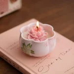 Firefly Hand-Painted Ceramic Peony Scented Candle - Home Fragrance Decor & Premium Gift for Women - Handmade Chinese Cultural Gift