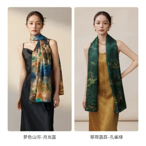 Shanghai Story 2025 New Silk Scarf Shawl for Women - Mulberry Silk Xiangyunsha with Gift Box - Handmade Chinese Gift Detail