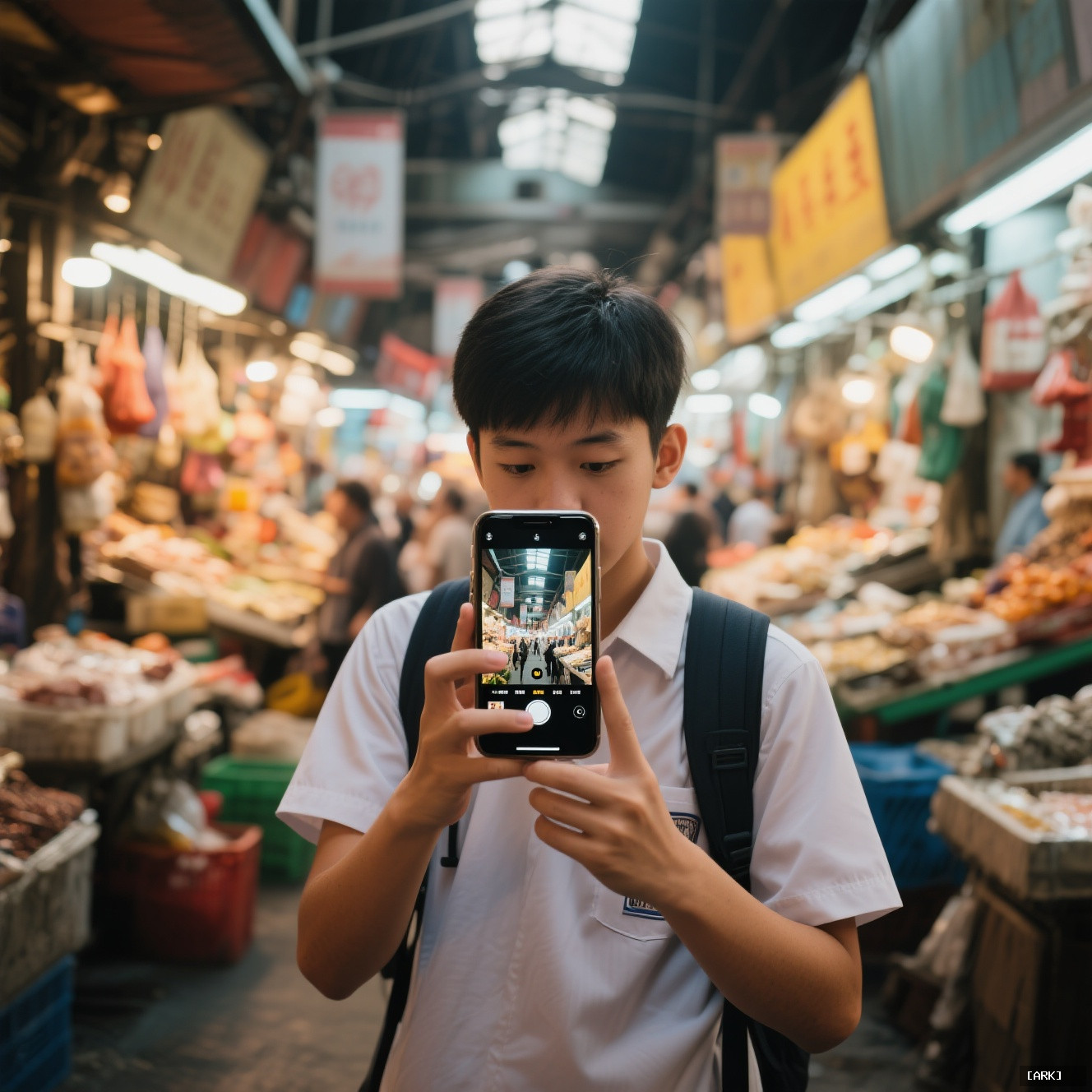 A student looking at their phone showing a perfectly edited photo of&hellip;, featuring Cultural exchange programs