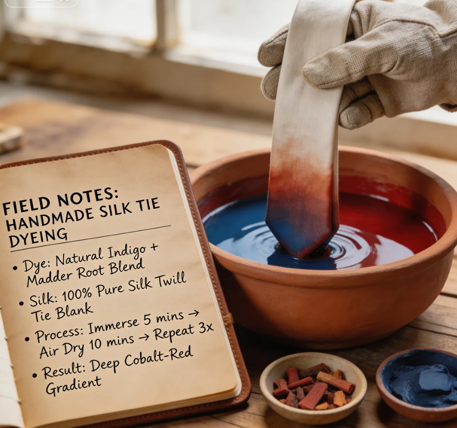 Silk tie dyeing process and notes