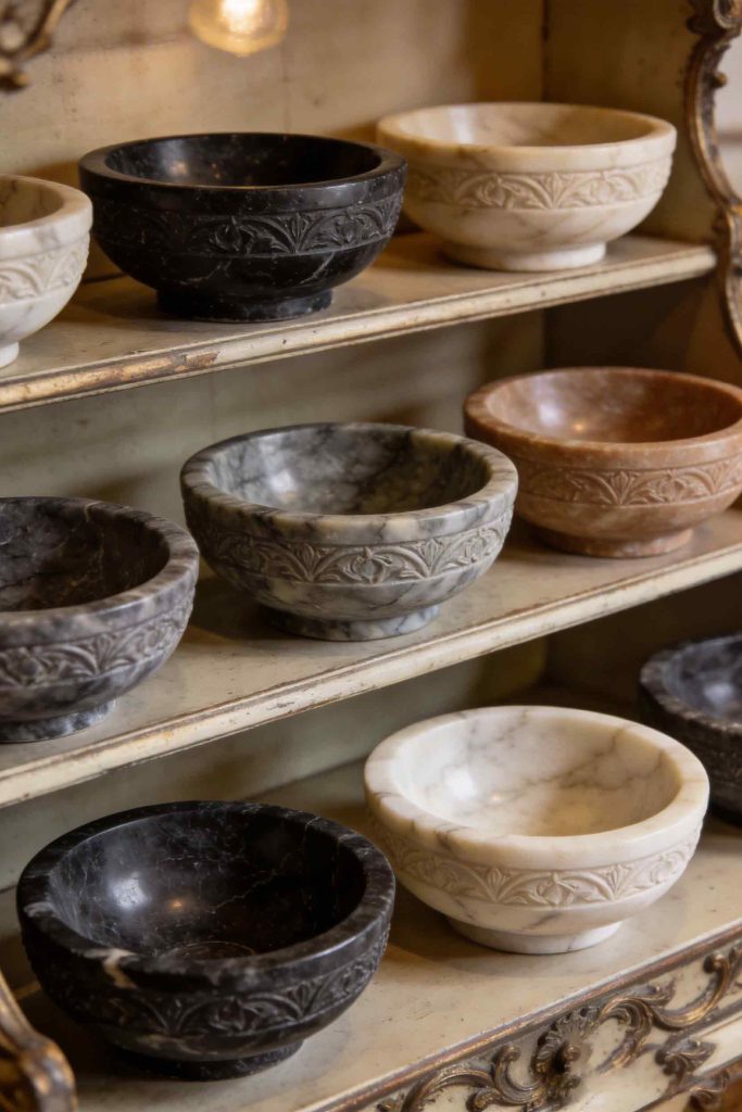 Displaying a variety of beautifully designed soapstone tableware