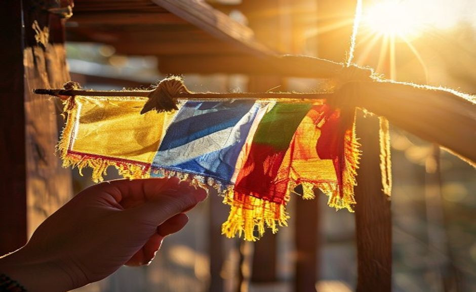 What is the correct direction for installing Tibetan prayer flags? Tibetan prayer flags must