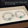 Gift for DIY Lover - Lacquer Art Crystal Bracelet: 12mm Beaded Oriental Jewelry | HandMyth 2 Lacquer art crystal bracelet 12mm beads blue green hand strung