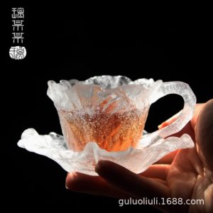 Glazed cabbage mug lost wax casting frosted burnt rice glaze 85ml