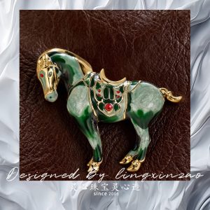 Gift for Zodiac Lover - Tang Sancai Horse Brooch: Enamel Zodiac Pin | HandMyth