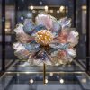 天奢 custom peony brooch copper drip oil finish Chinese jewelry